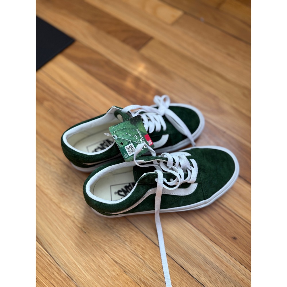 NWT Vans Women's Old Skool HEIQ Eco Dry / Size 6 / Green Suede - Picture 3 of 5